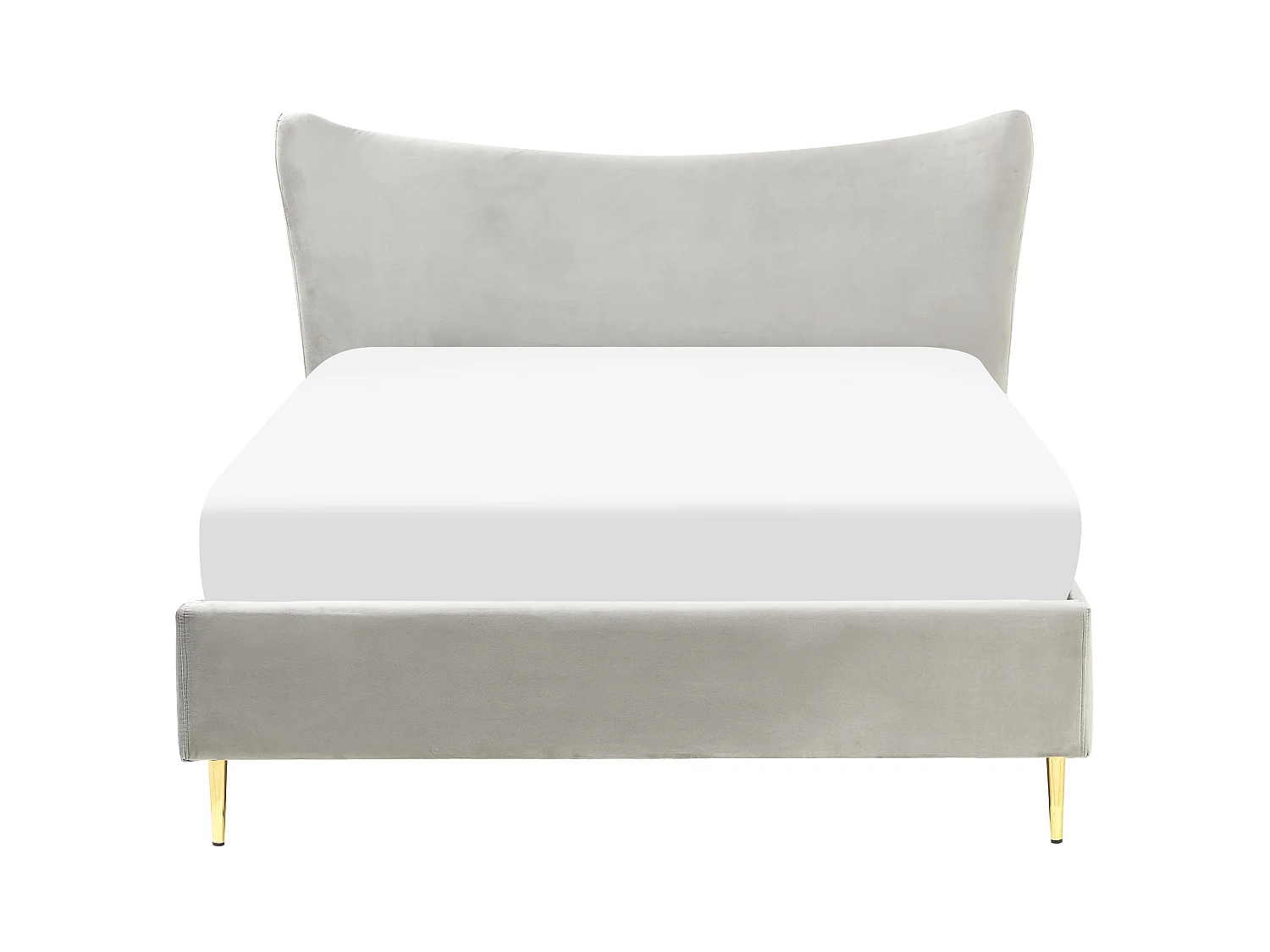 Lit avec sommier Velours CHALEIX 140 x 200 cm Gris clair