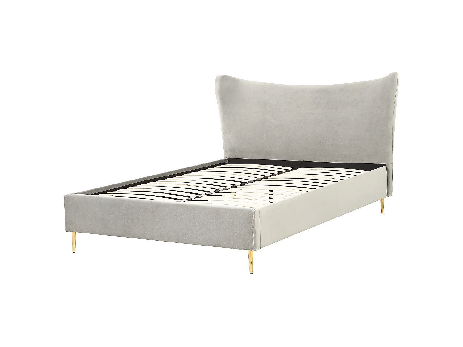 Lit avec sommier Velours CHALEIX 140 x 200 cm Gris clair