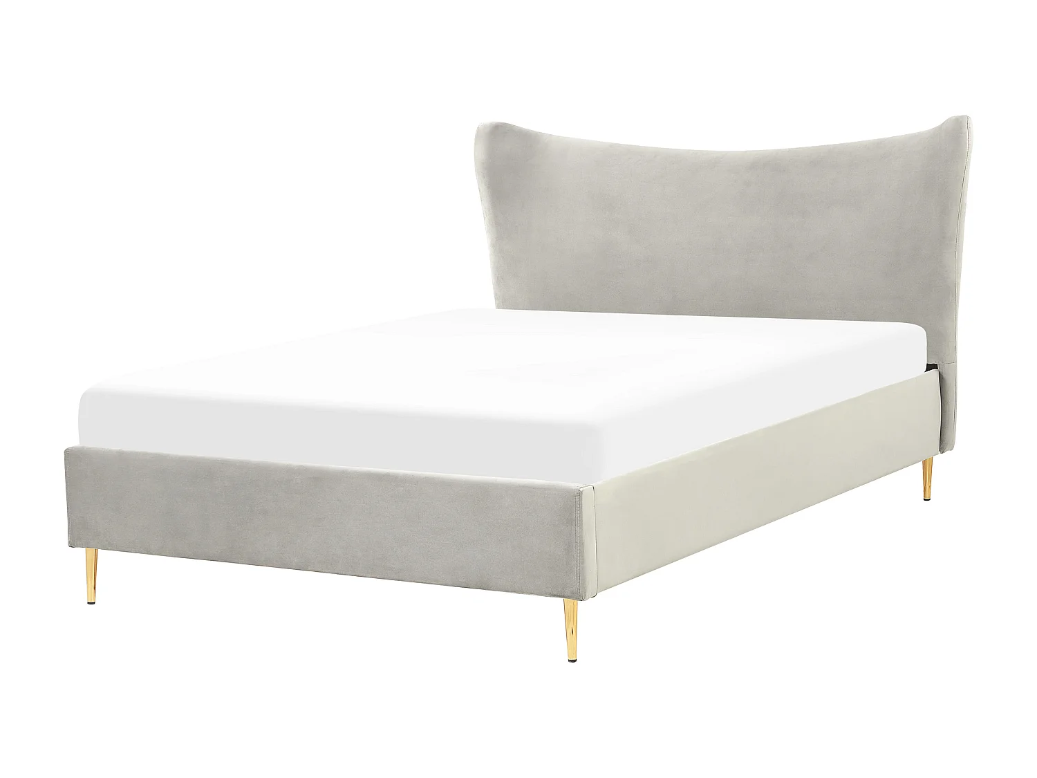 Lit avec sommier Velours CHALEIX 140 x 200 cm Gris clair