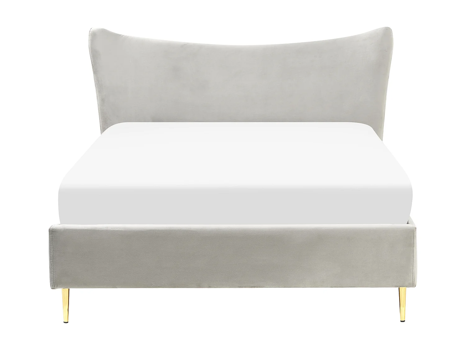 Lit avec sommier Velours CHALEIX 140 x 200 cm Gris clair