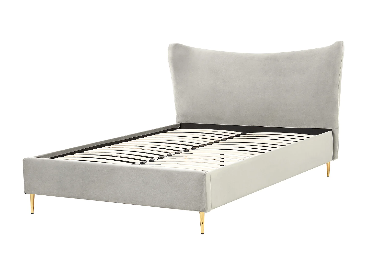 Lit avec sommier Velours CHALEIX 140 x 200 cm Gris clair