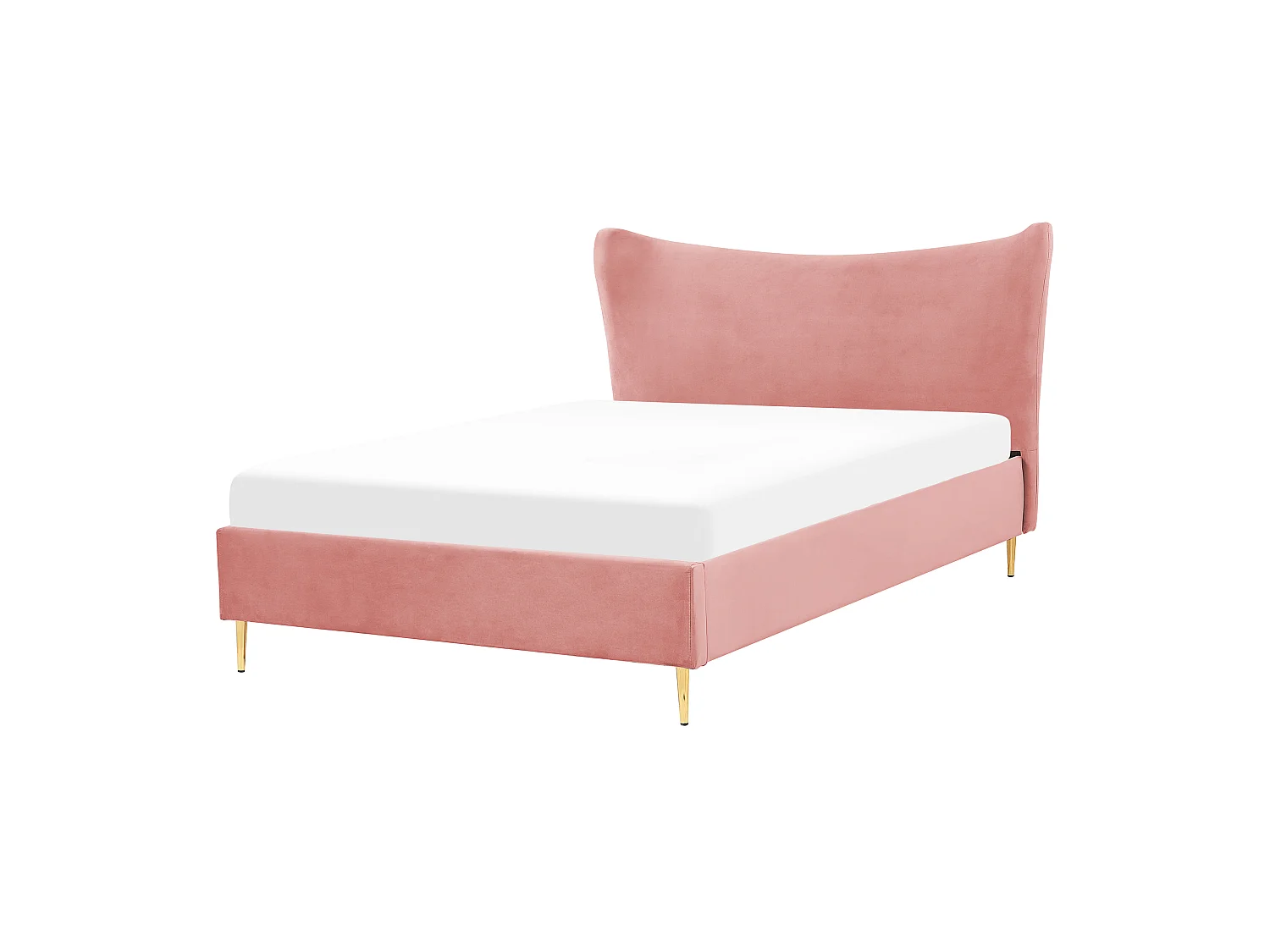 Lit avec sommier Velours CHALEIX 140 x 200 cm Rose pêche