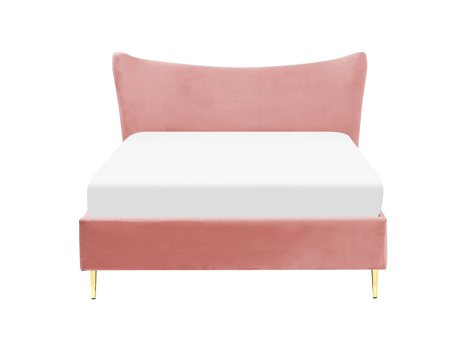 Lit avec sommier Velours CHALEIX 140 x 200 cm Rose pêche