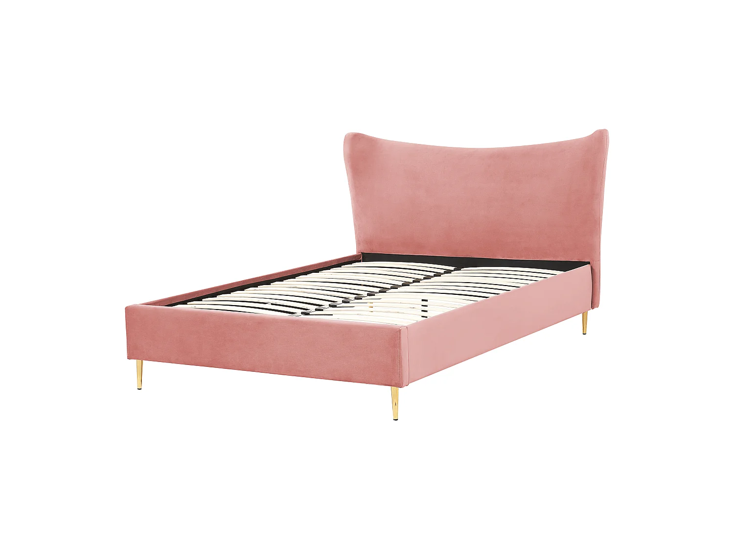 Lit avec sommier Velours CHALEIX 140 x 200 cm Rose pêche