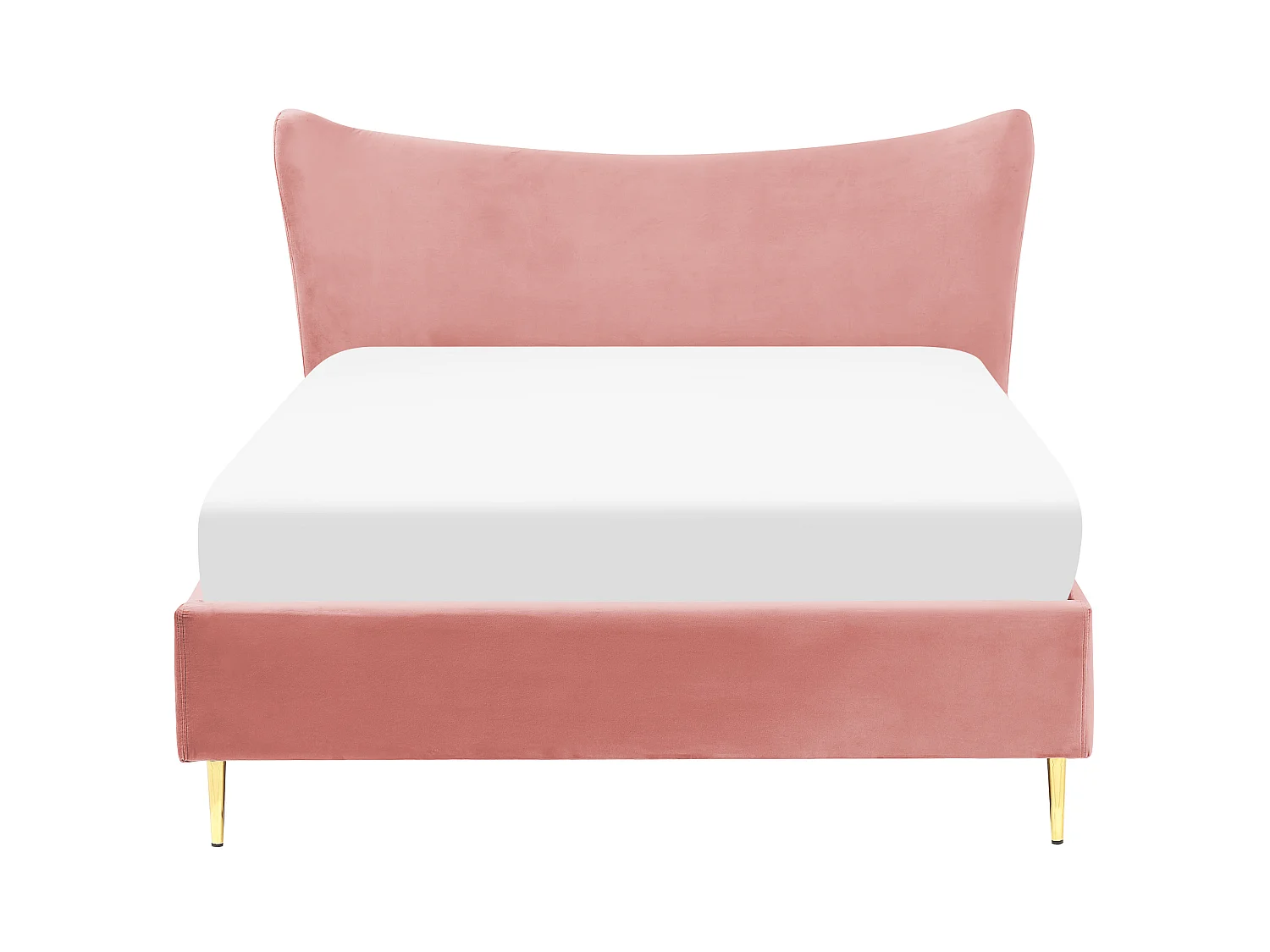 Lit avec sommier Velours CHALEIX 140 x 200 cm Rose pêche