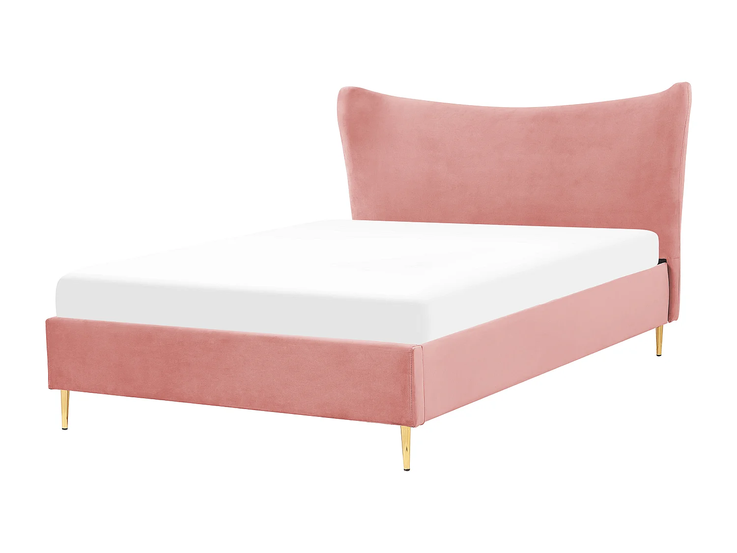 Lit avec sommier Velours CHALEIX 140 x 200 cm Rose pêche