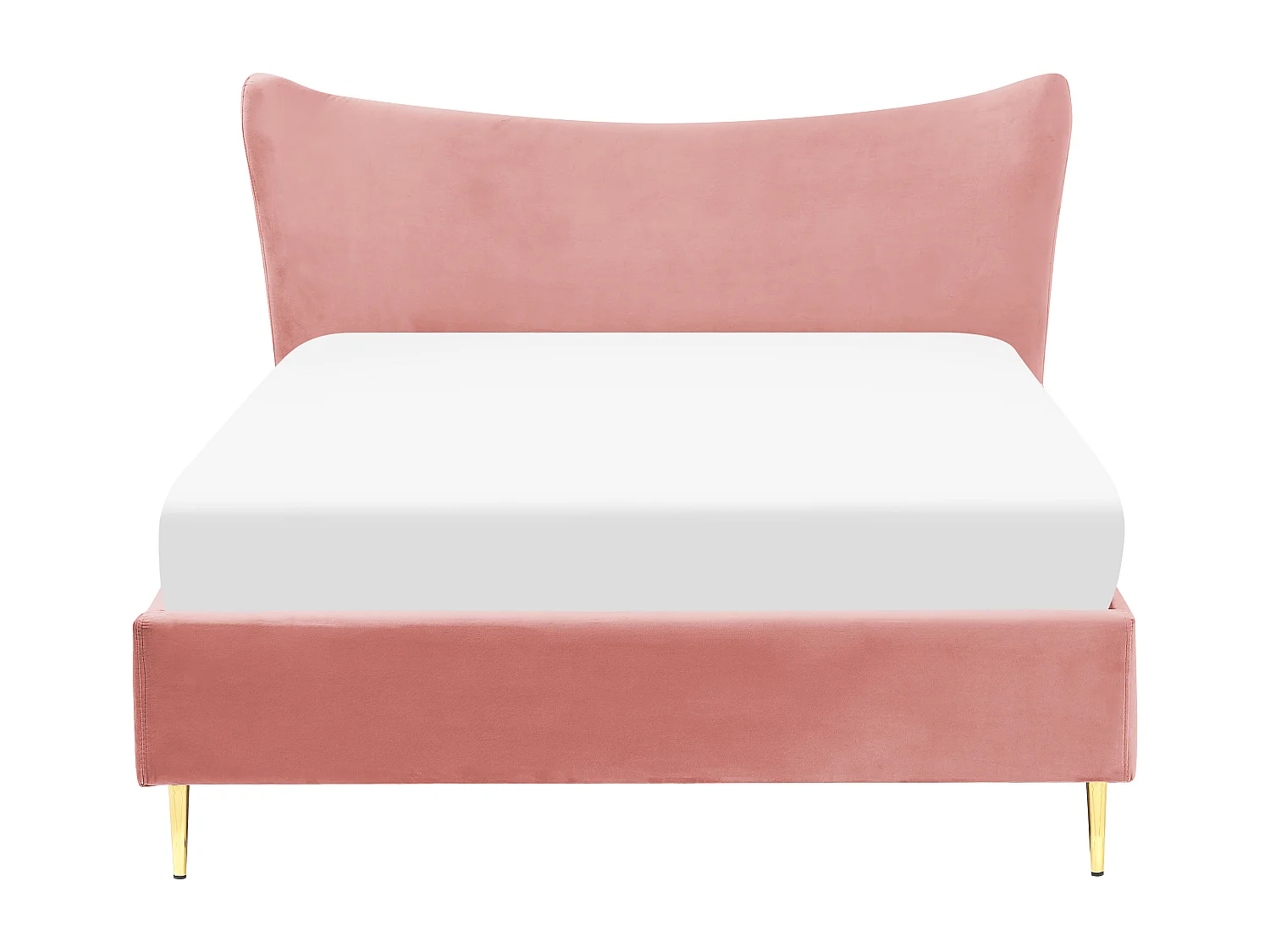 Lit avec sommier Velours CHALEIX 140 x 200 cm Rose pêche