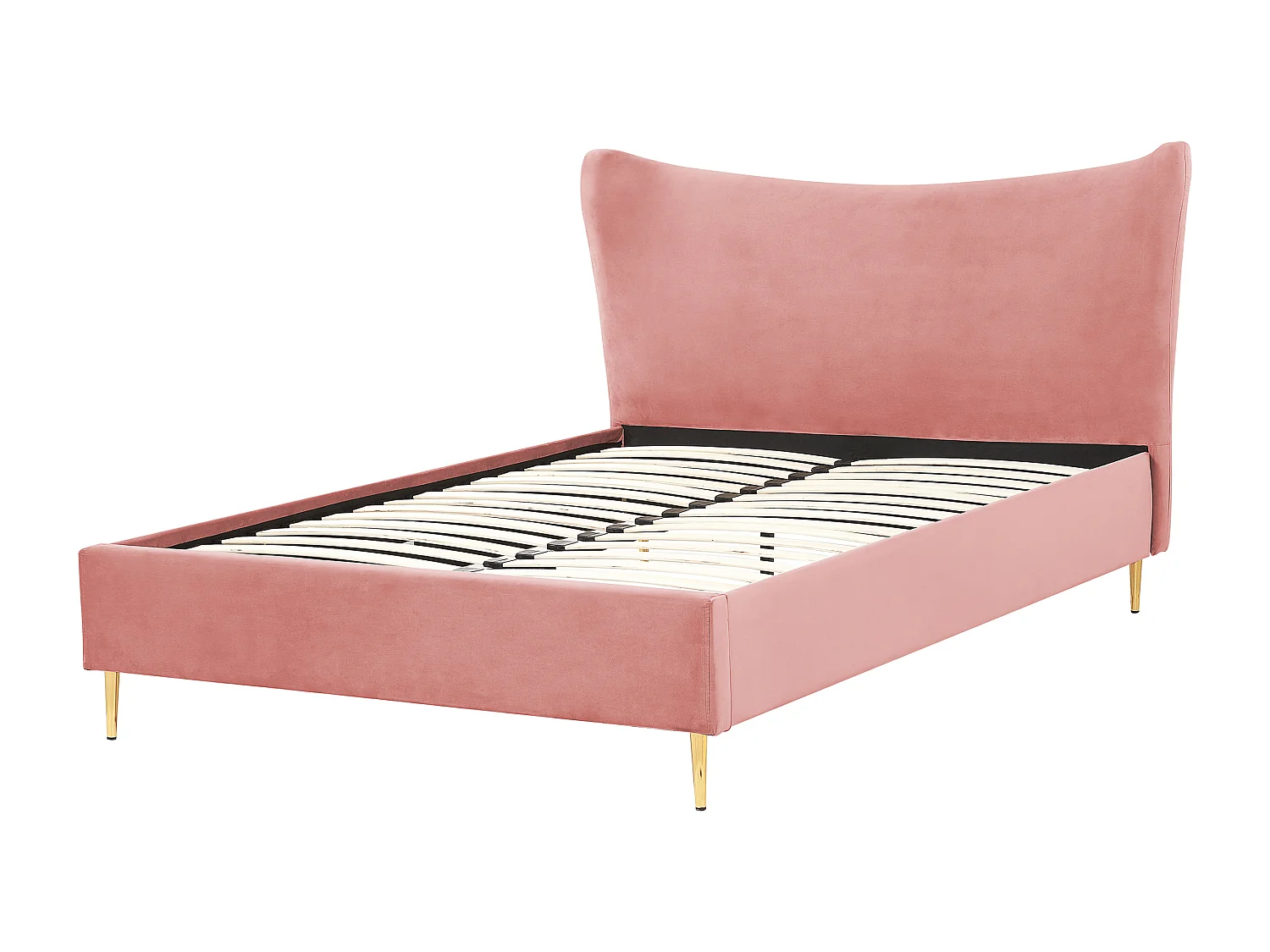 Lit avec sommier Velours CHALEIX 140 x 200 cm Rose pêche