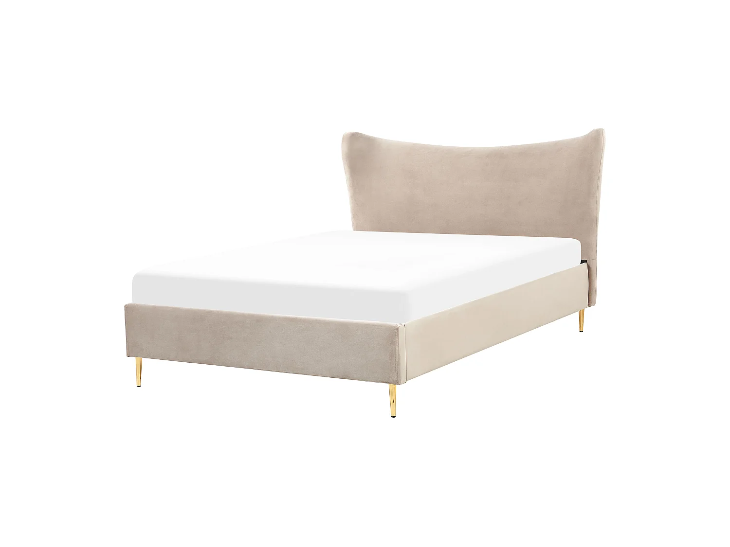 Lit avec sommier Velours CHALEIX 140 x 200 cm Taupe