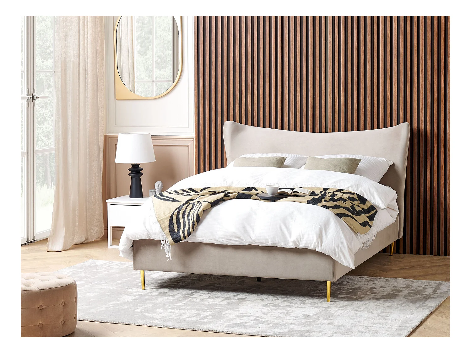 Lit avec sommier Velours CHALEIX 140 x 200 cm Taupe