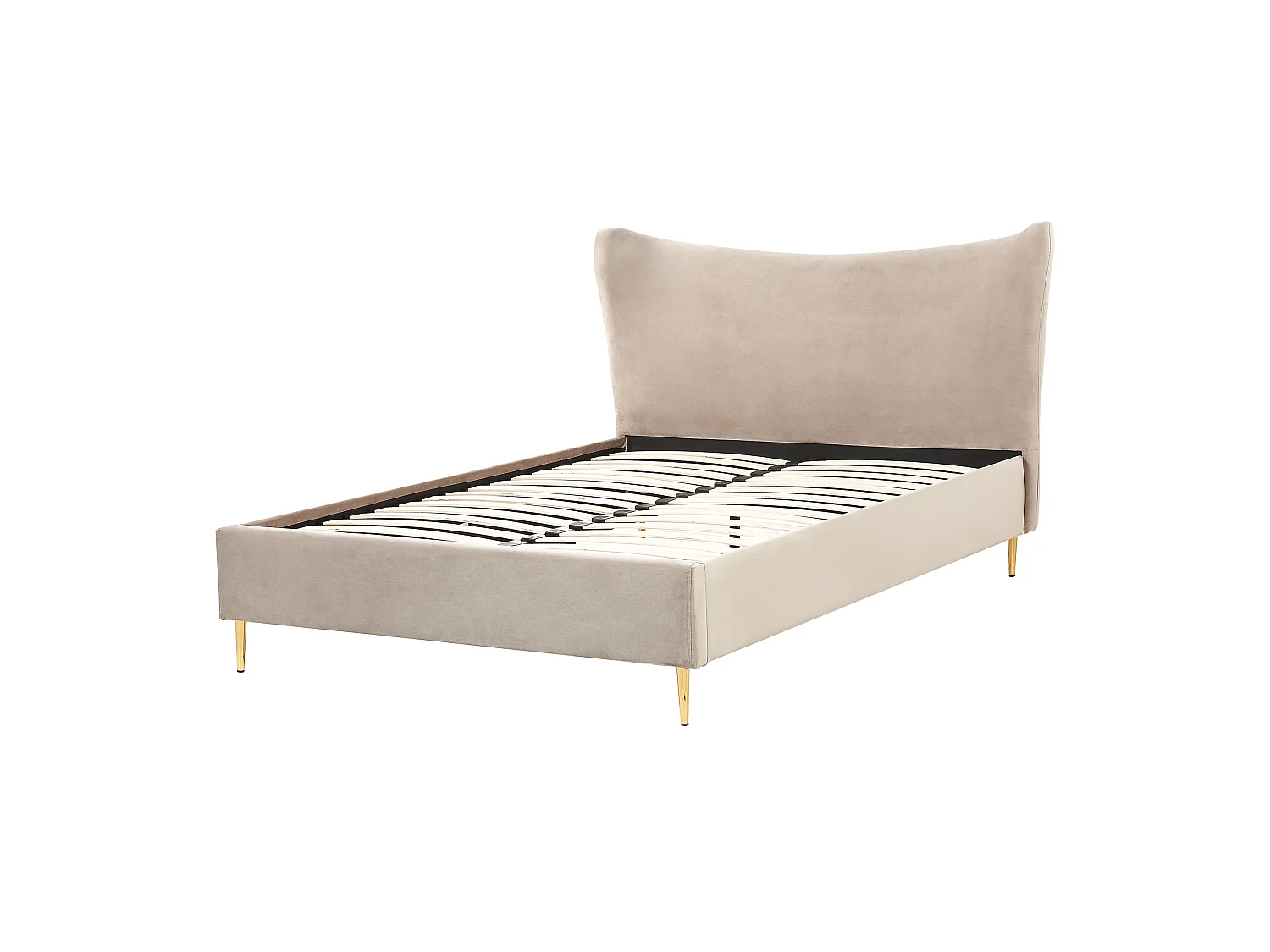Lit avec sommier Velours CHALEIX 140 x 200 cm Taupe