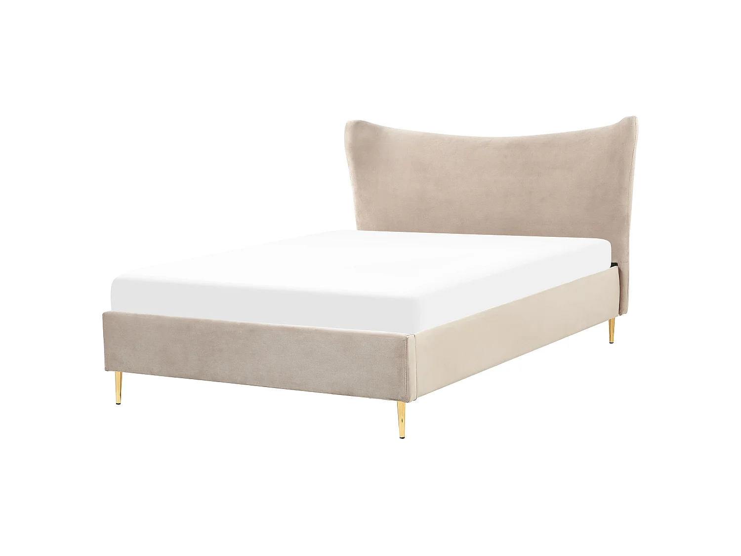 Cama Veludo CHALEIX 140 x 200 cm Taupe