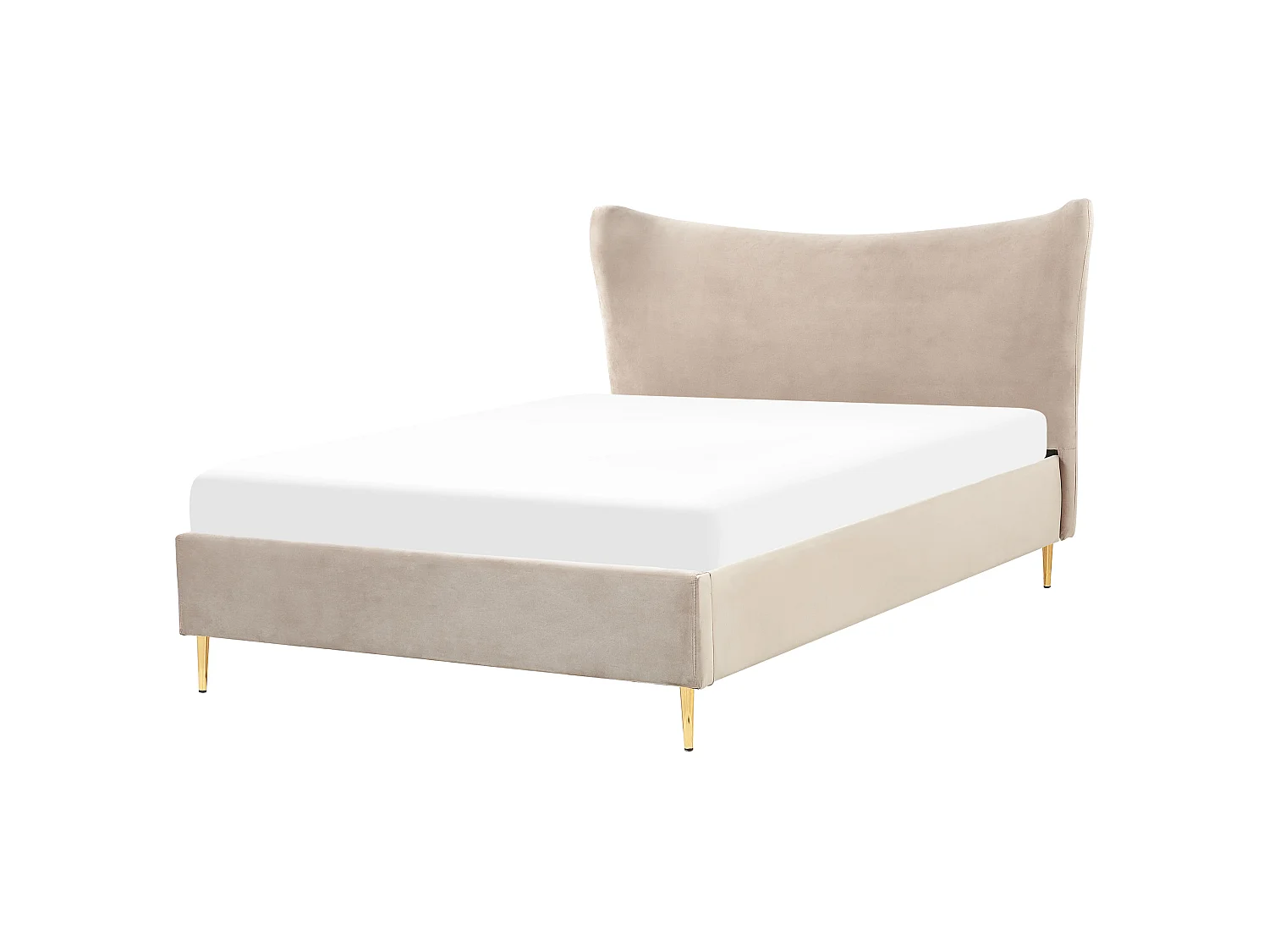 Lit avec sommier Velours CHALEIX 140 x 200 cm Taupe