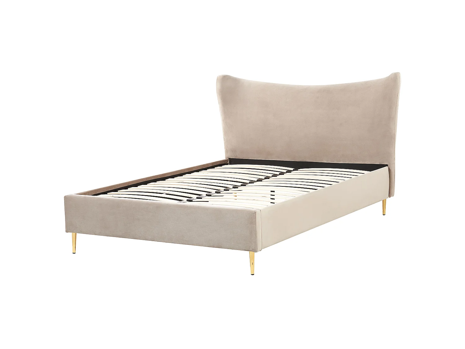 Lit avec sommier Velours CHALEIX 140 x 200 cm Taupe