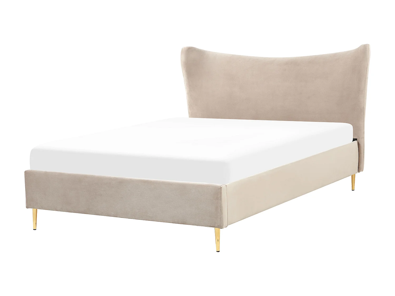 Lit avec sommier Velours CHALEIX 140 x 200 cm Taupe