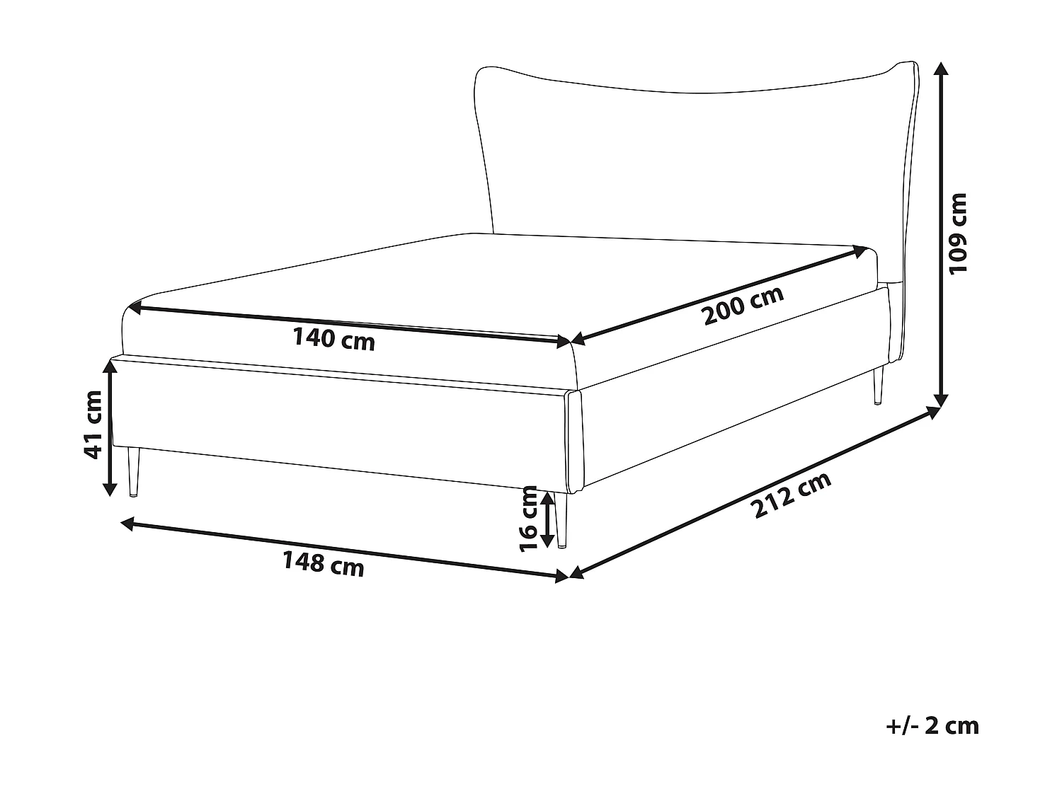 Lit avec sommier Velours CHALEIX 140 x 200 cm Taupe