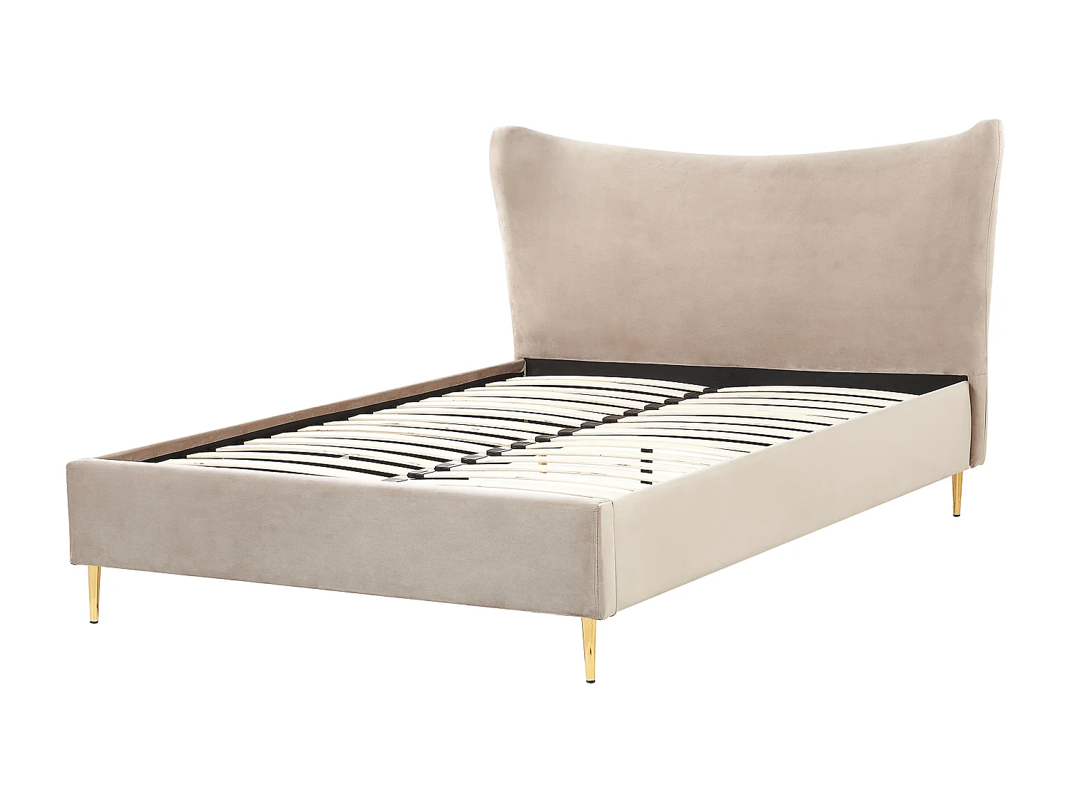 Lit avec sommier Velours CHALEIX 140 x 200 cm Taupe