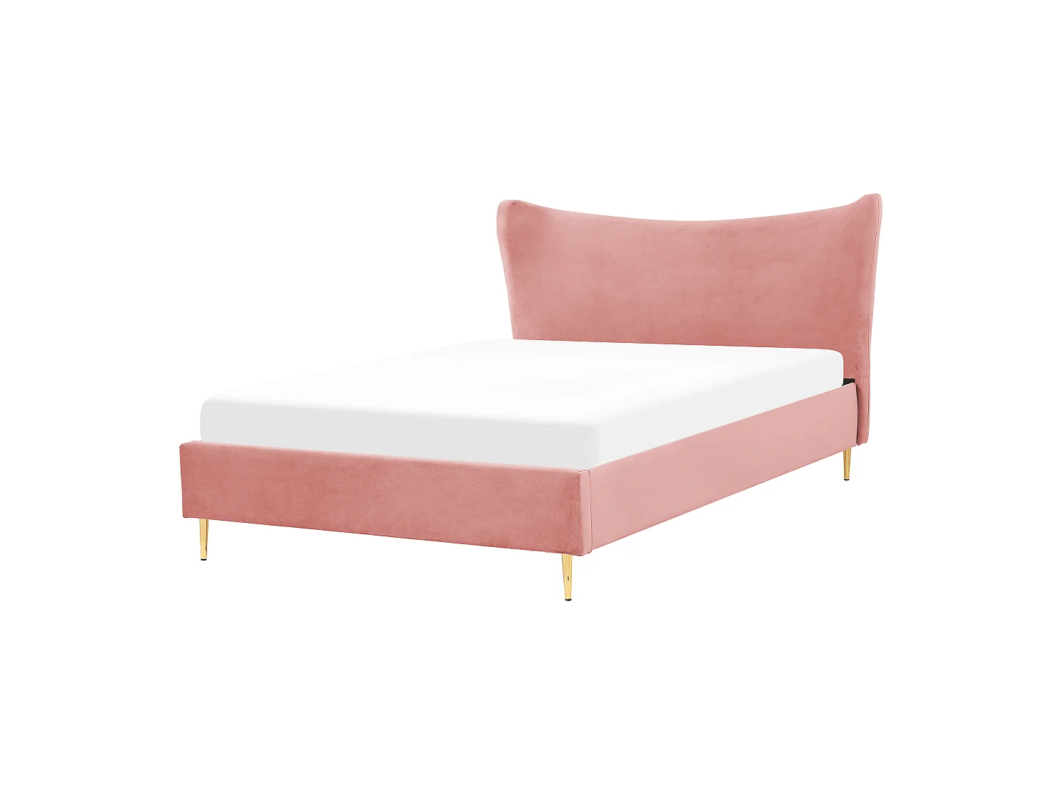 Lit avec sommier Velours CHALEIX 160 x 200 cm Rose pêche