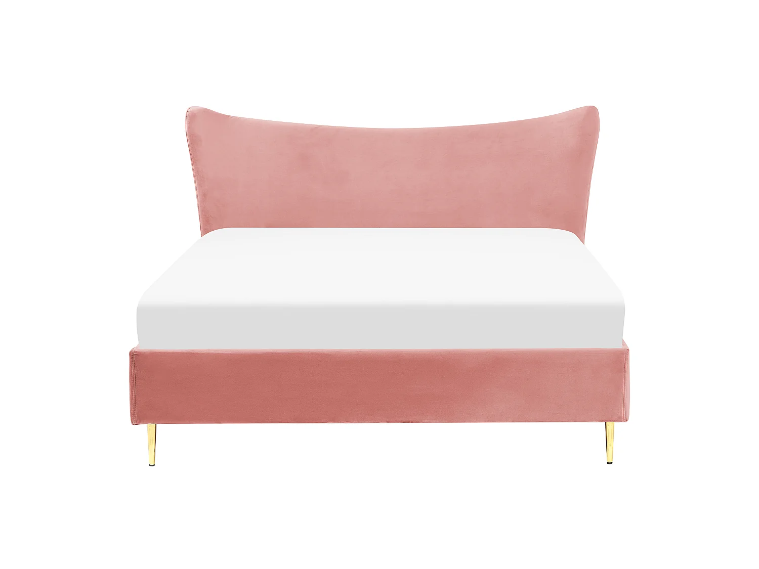 Lit avec sommier Velours CHALEIX 160 x 200 cm Rose pêche