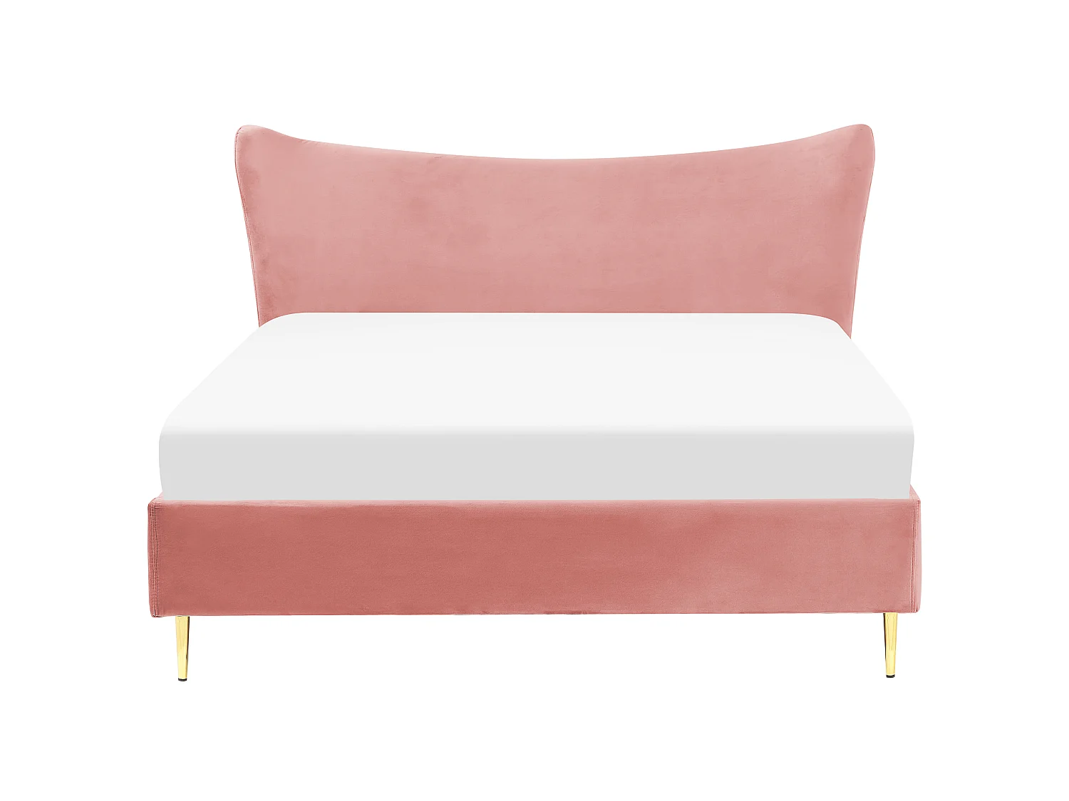 Polsterbett Samt rosa 160 x 200 cm mit goldenen Metallbeinen modern Chaleix