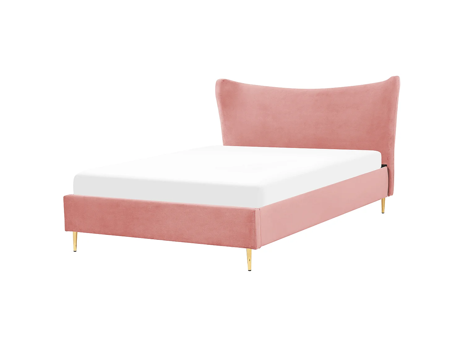 Lit avec sommier Velours CHALEIX 160 x 200 cm Rose pêche