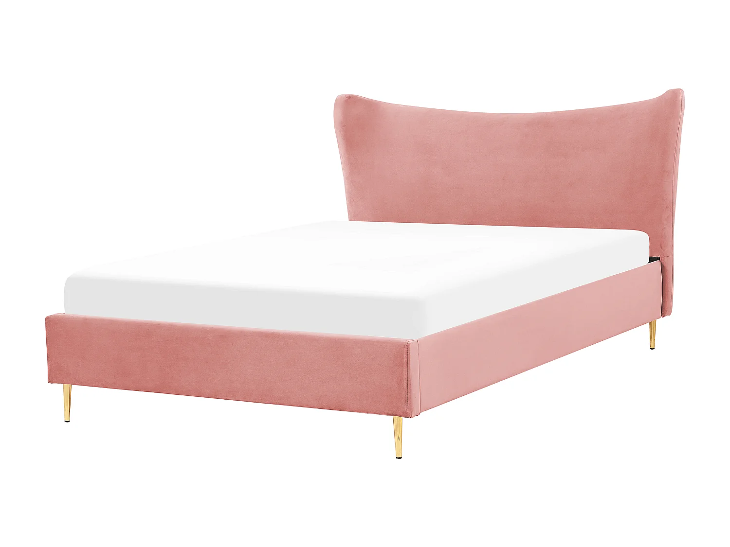 Lit avec sommier Velours CHALEIX 160 x 200 cm Rose pêche