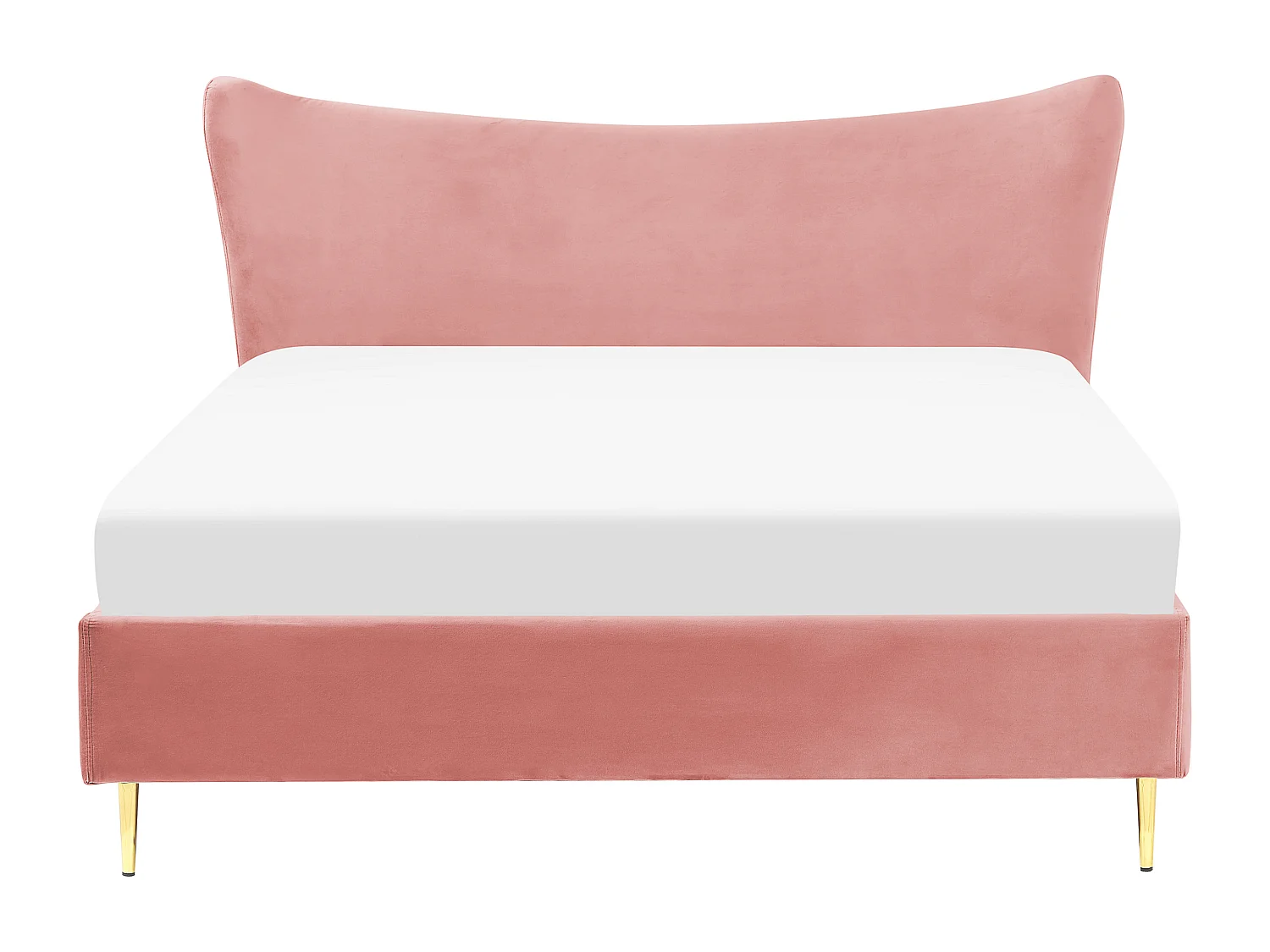 Lit avec sommier Velours CHALEIX 160 x 200 cm Rose pêche