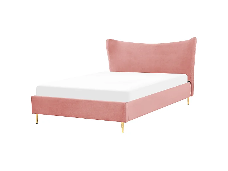 Letto Velluto CHALEIX 160 x 200 cm Rosa pesca