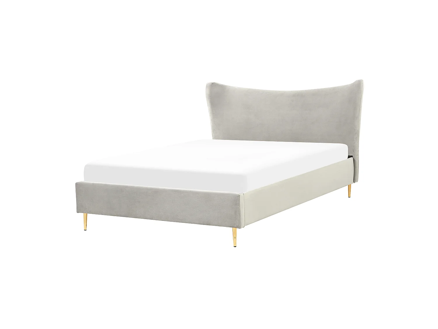 Lit avec sommier Velours CHALEIX 160 x 200 cm Gris clair