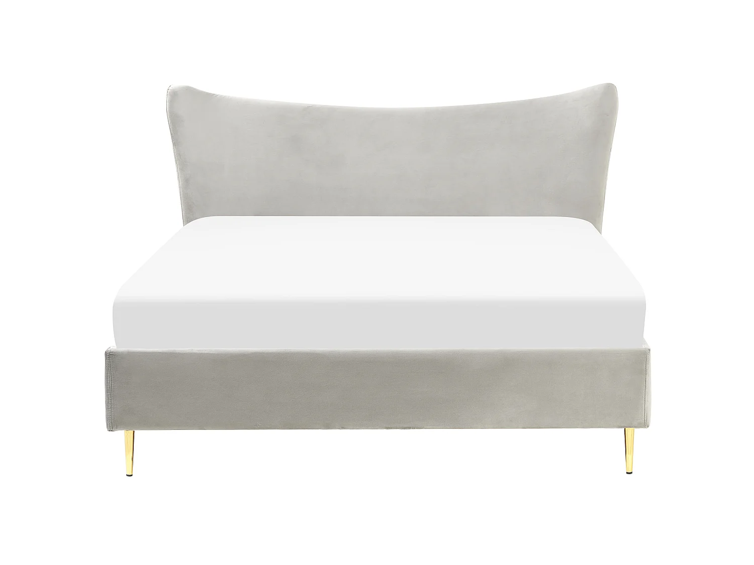 Lit avec sommier Velours CHALEIX 160 x 200 cm Gris clair