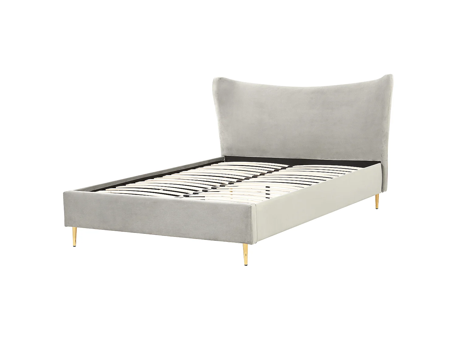 Lit avec sommier Velours CHALEIX 160 x 200 cm Gris clair