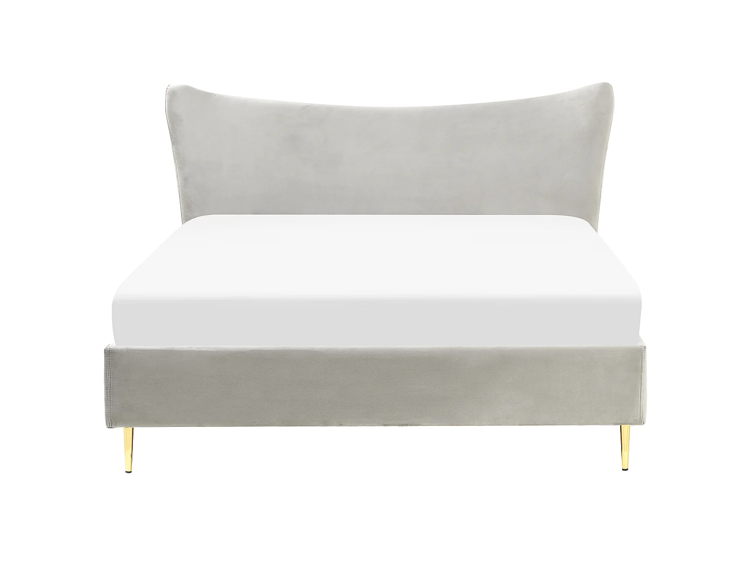 Lit avec sommier Velours CHALEIX 160 x 200 cm Gris clair