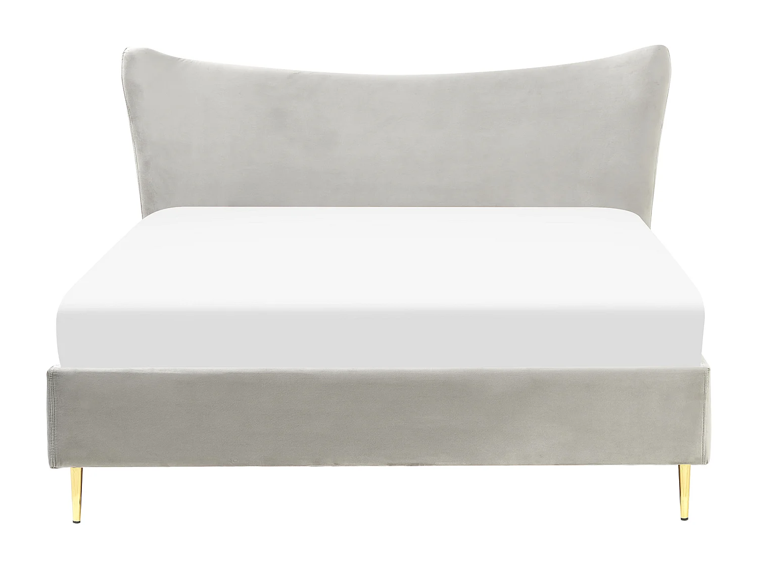 Lit avec sommier Velours CHALEIX 160 x 200 cm Gris clair