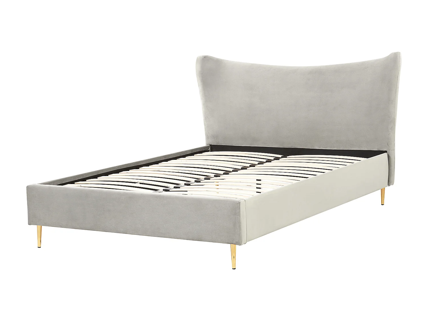 Lit avec sommier Velours CHALEIX 160 x 200 cm Gris clair