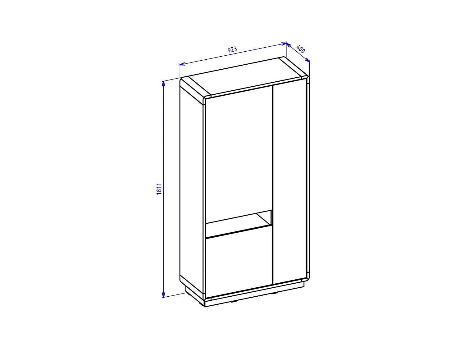 Designkast met verlichte nis uit de collectie VILLA. Kleur: eiken en zwart.