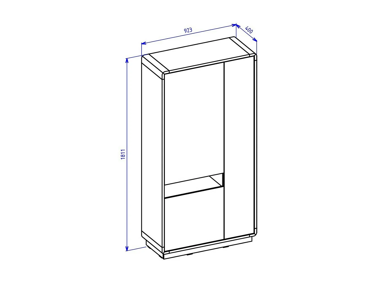 Armoire design avec niche éclairée collection VILLA. Couleur chêne et noir.