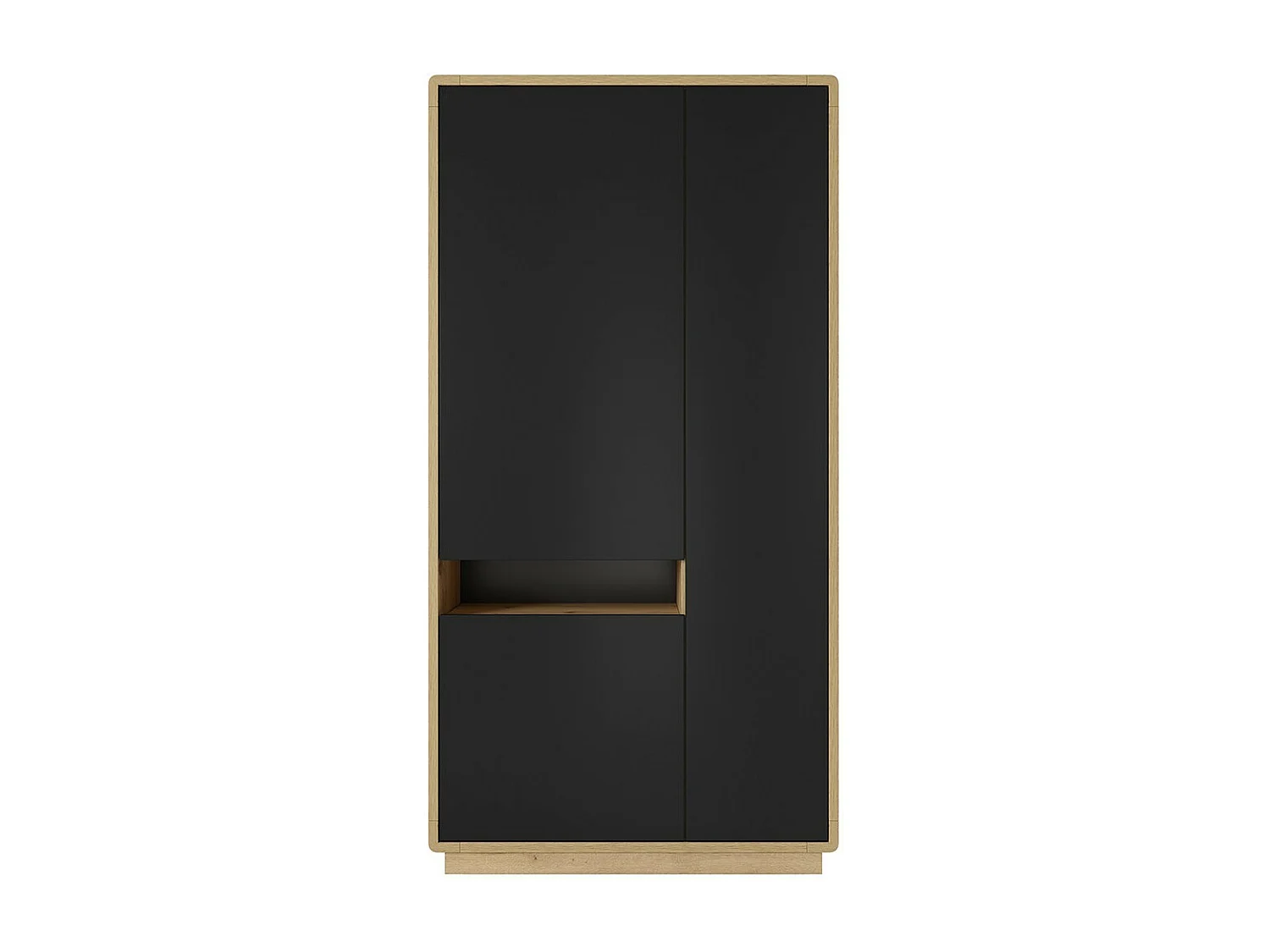 Armoire design avec niche éclairée collection VILLA. Couleur chêne et noir.