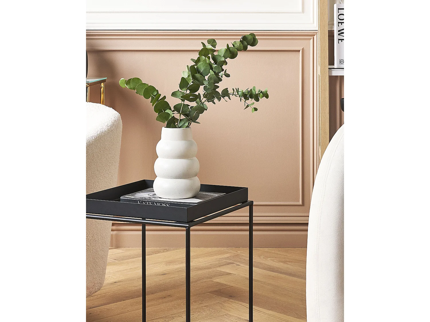 Vase Steinzeug 22 cm weiß minimalistisches dekoratives Wohnaccessoire Pireas