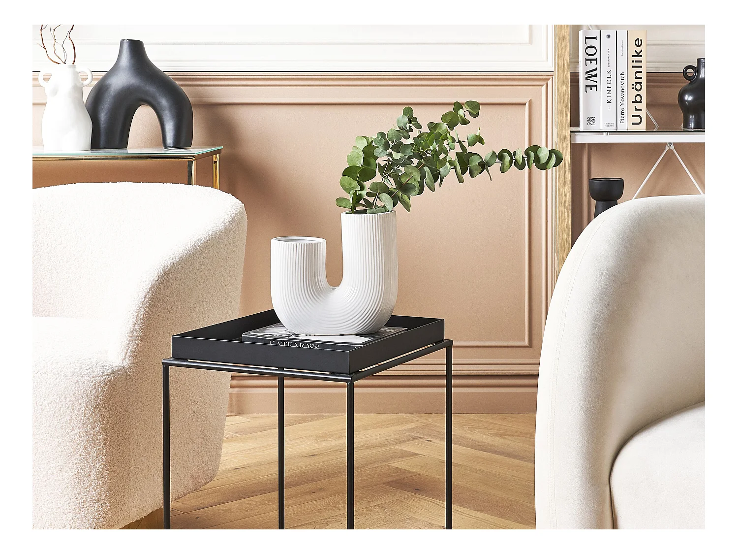 Blumenvase MITILINI Steinzeug 23 cm Weiss