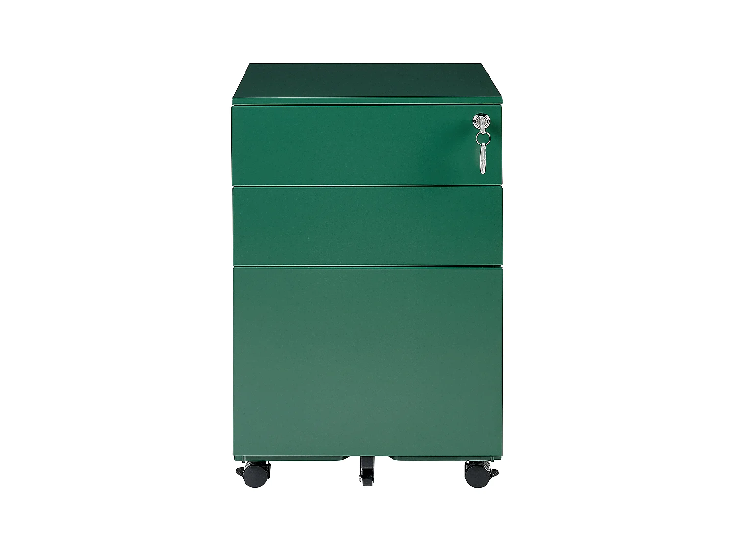 Aktenschrank aus Stahl grün auf Rollen mit 3 Schubladen Cami