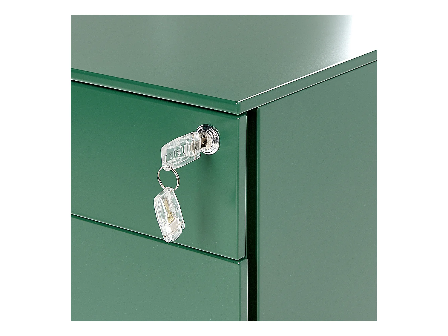 Aktenschrank aus Stahl grün auf Rollen mit 3 Schubladen Cami