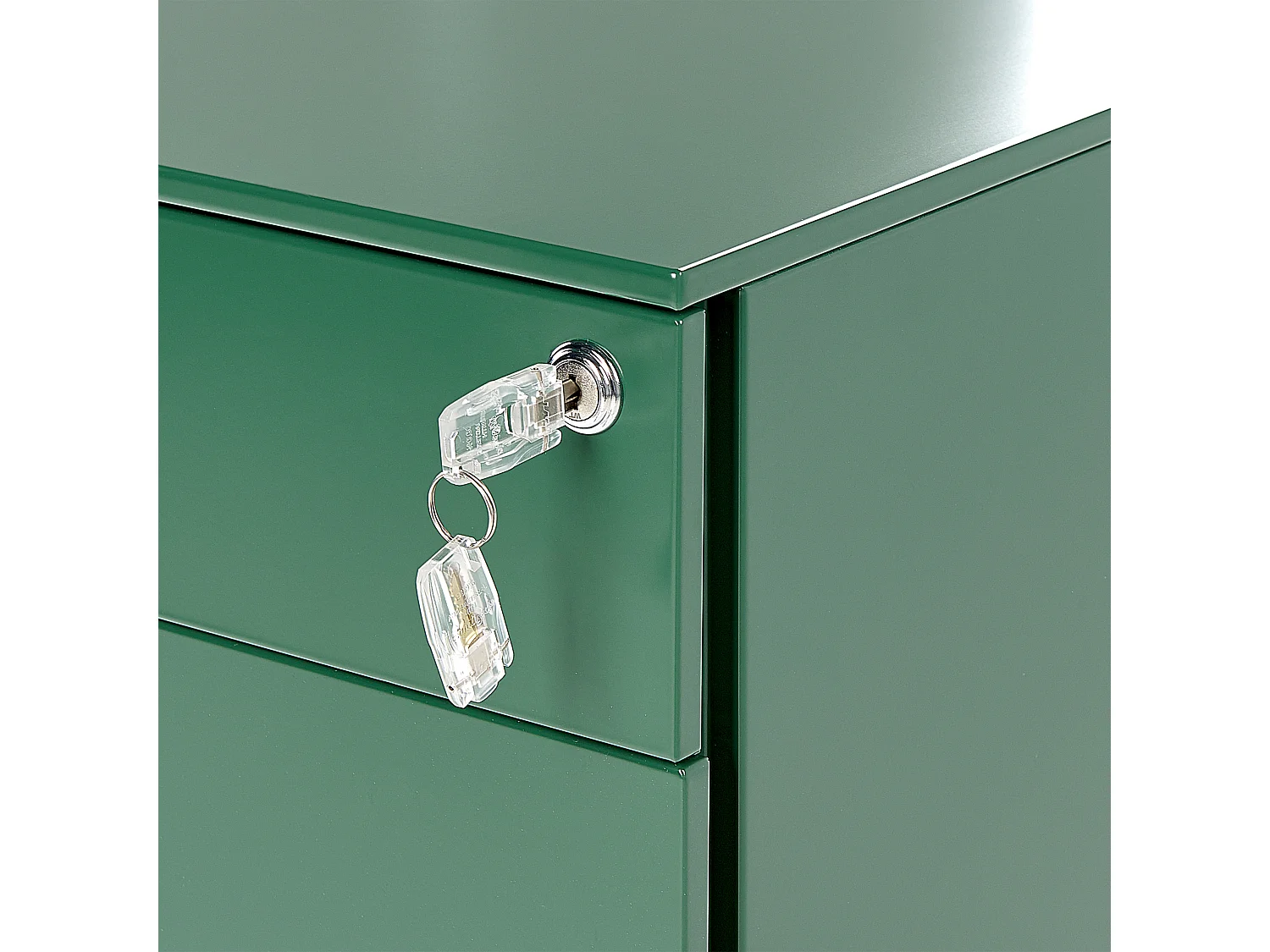 Aktenschrank aus Stahl grün auf Rollen mit 3 Schubladen Cami