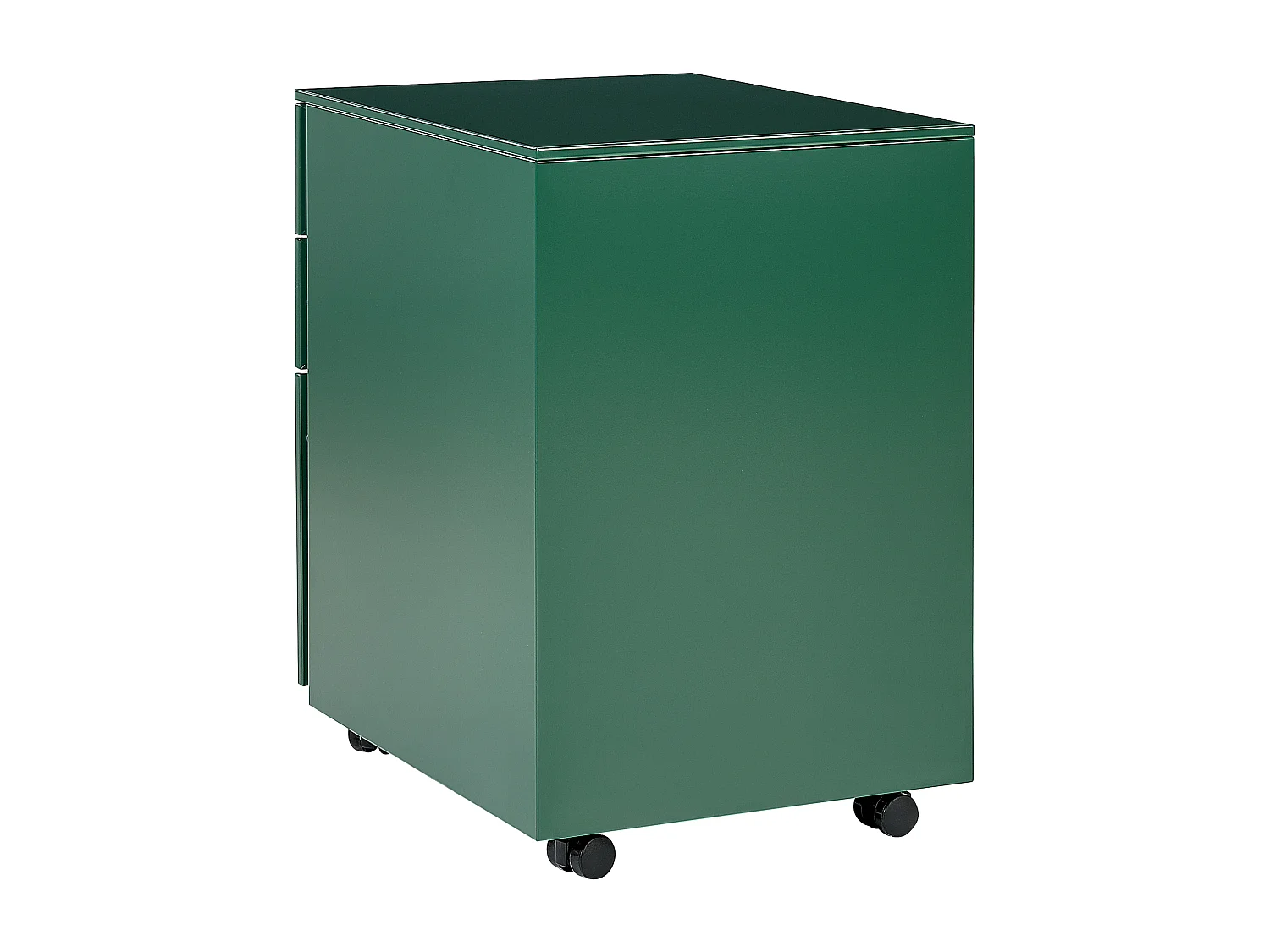 Aktenschrank aus Stahl grün auf Rollen mit 3 Schubladen Cami
