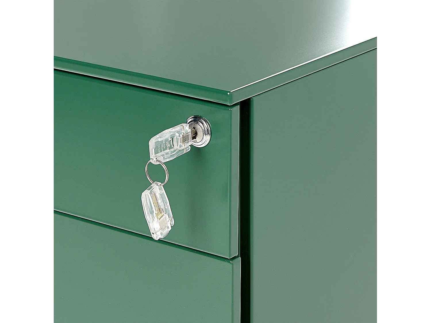 Aktenschrank aus Stahl grün auf Rollen mit 3 Schubladen Cami