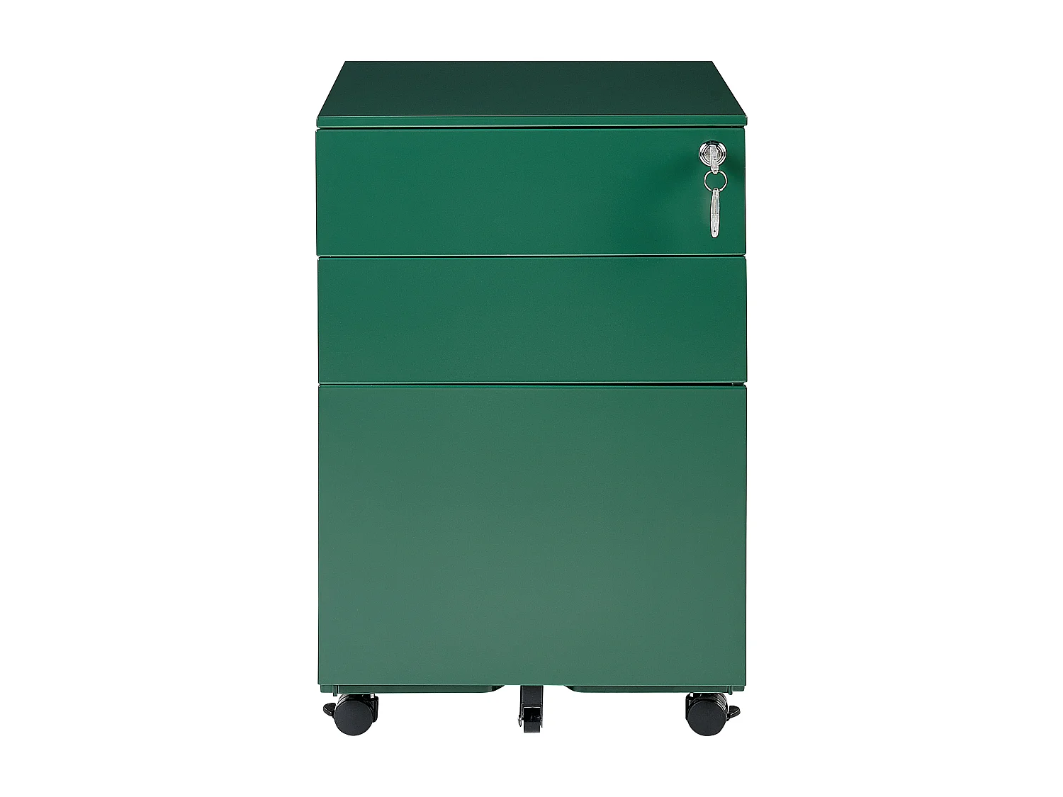 Aktenschrank aus Stahl grün auf Rollen mit 3 Schubladen Cami