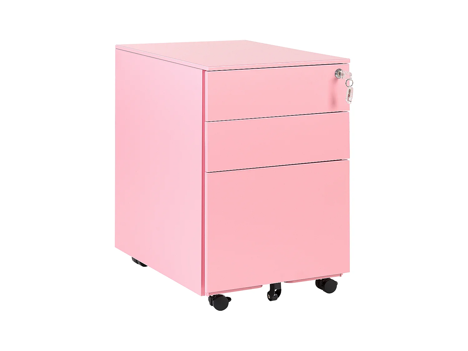 Aktenschrank aus Stahl rosa auf Rollen mit 3 Schubladen Cami