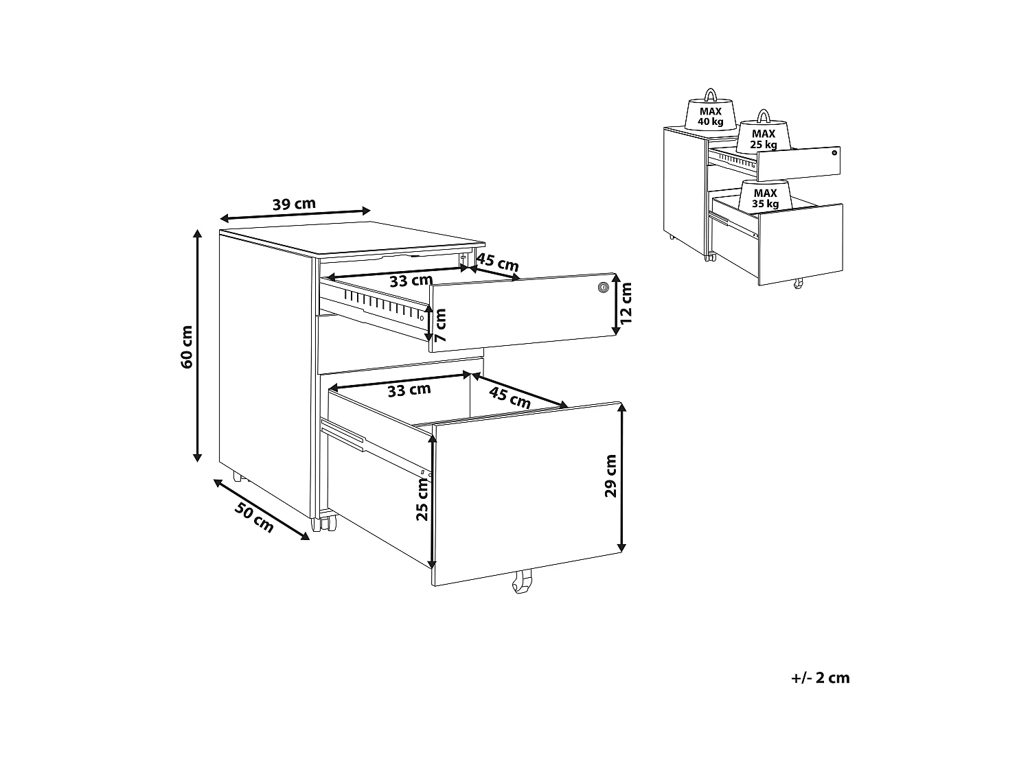 Aktenschrank aus Stahl rosa auf Rollen mit 3 Schubladen Cami