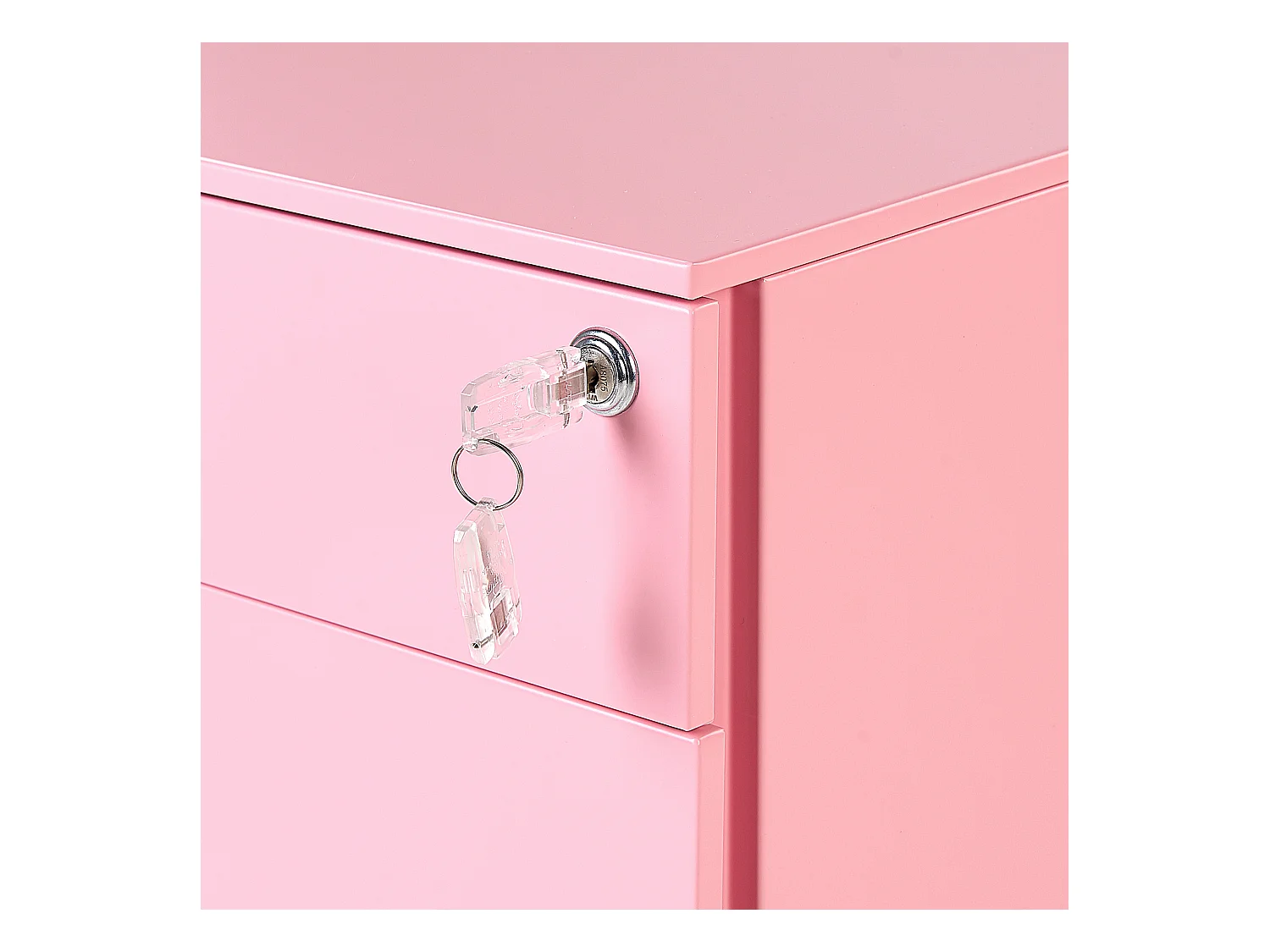 Aktenschrank aus Stahl rosa auf Rollen mit 3 Schubladen Cami