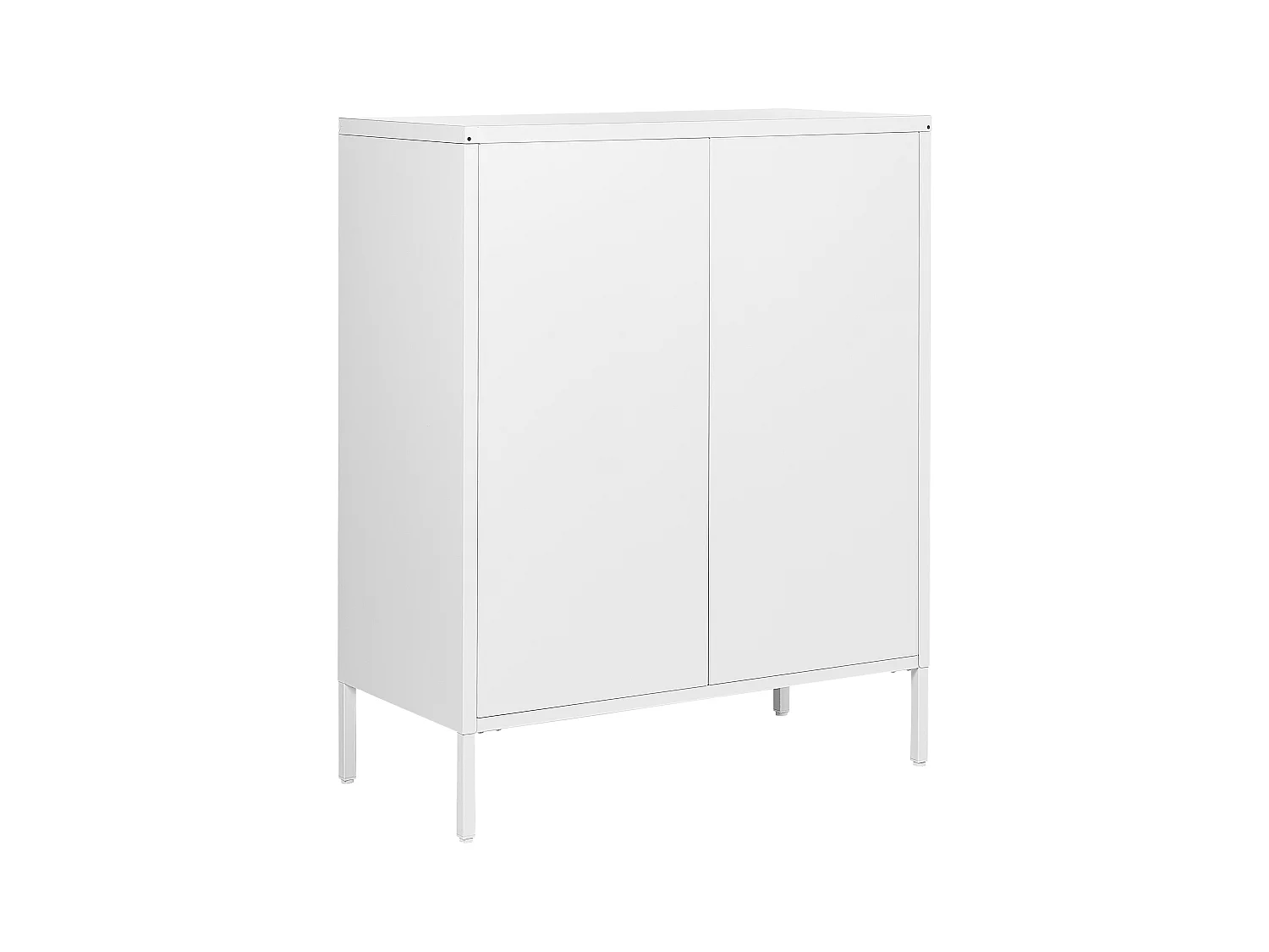 Hohe Kommode mit 4 Schubladen Stahl weiß Lüftungsöffnungen Industrie Stil Enago