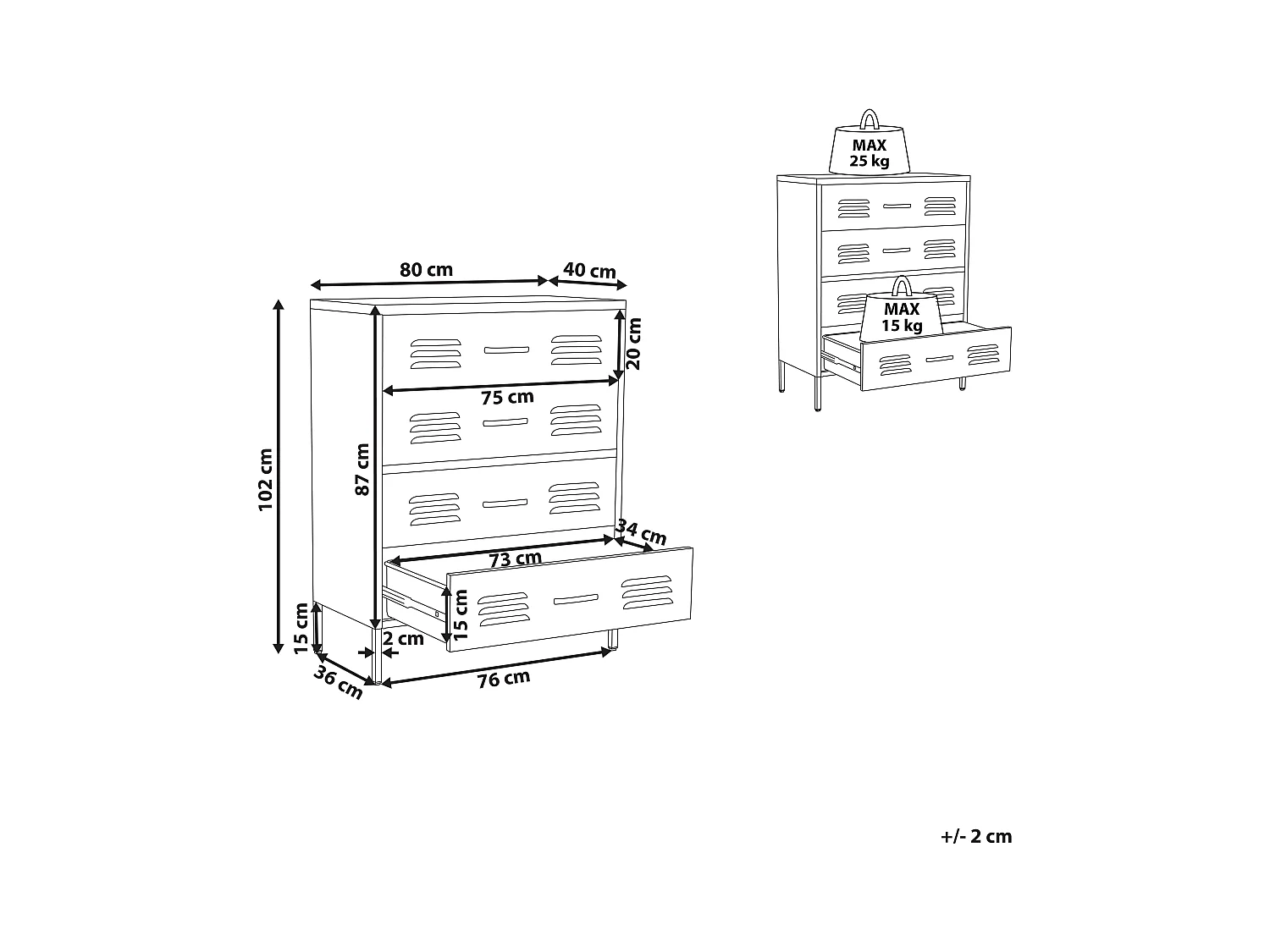 Ladekast ENAGO Metaal Wit